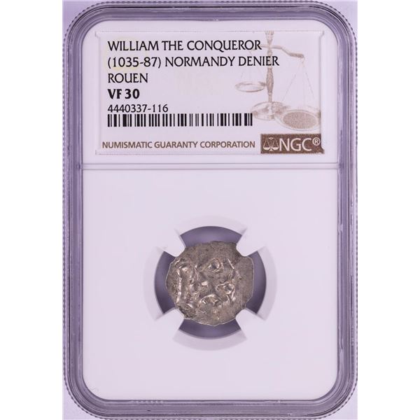 1035-87 William The Conqueror Normandy Rouen Denier Coin NGC VF30