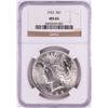 Image 1 : 1923 $1 Peace Silver Dollar Coin NGC MS65