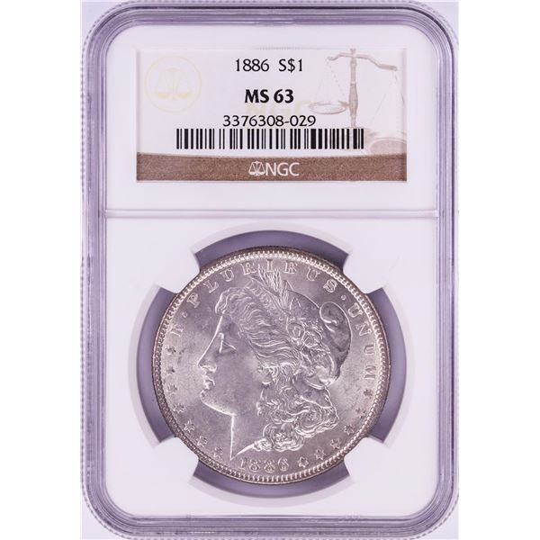 1886 $1 Morgan Silver Dollar Coin NGC MS63