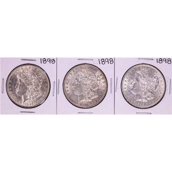 Lot of (3) 1898 $1 Morgan Silver Dollar Coins