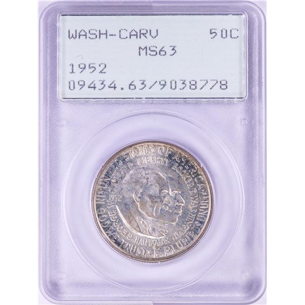 1952 Washington-Carver Commemorative Half Dollar Coin PCGS MS63 Old Green Rattler