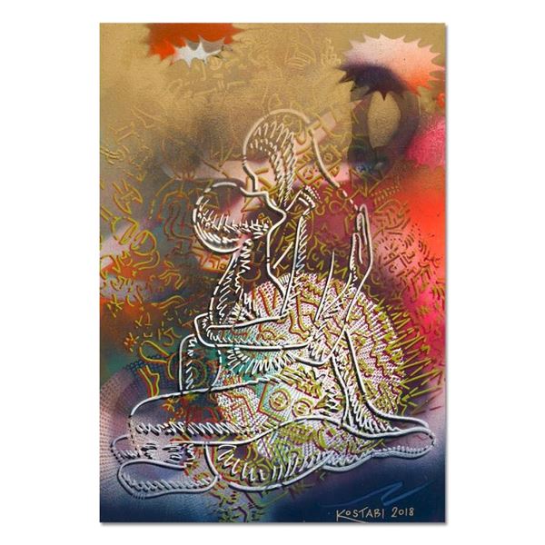 Kostabi "Merging Now And Forever" Original Mixed Media on Paper