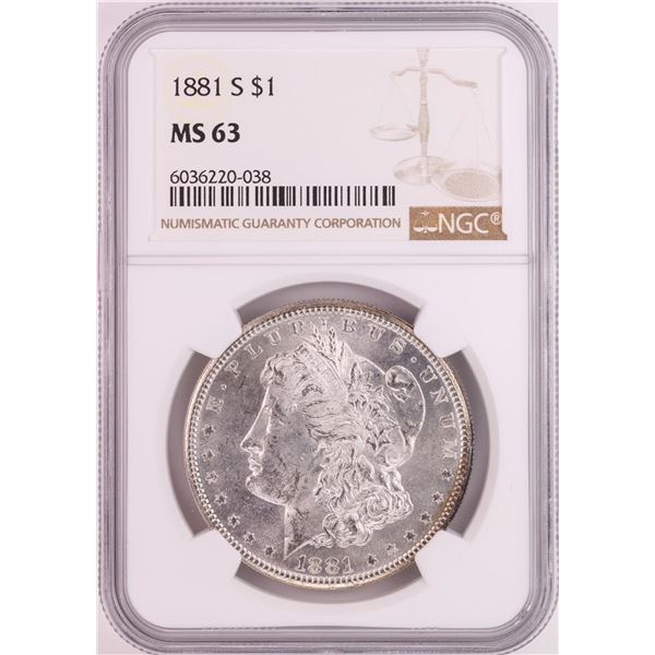 1881-S $1 Morgan Silver Dollar Coin NGC MS63 Nice Toning
