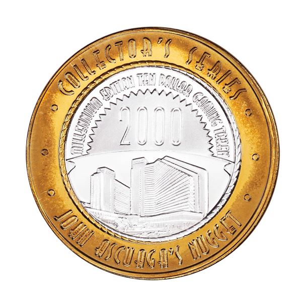 .999 Silver John Ascuagas Nugget Sparks, NV $10 Casino Gaming Token Limited Edition