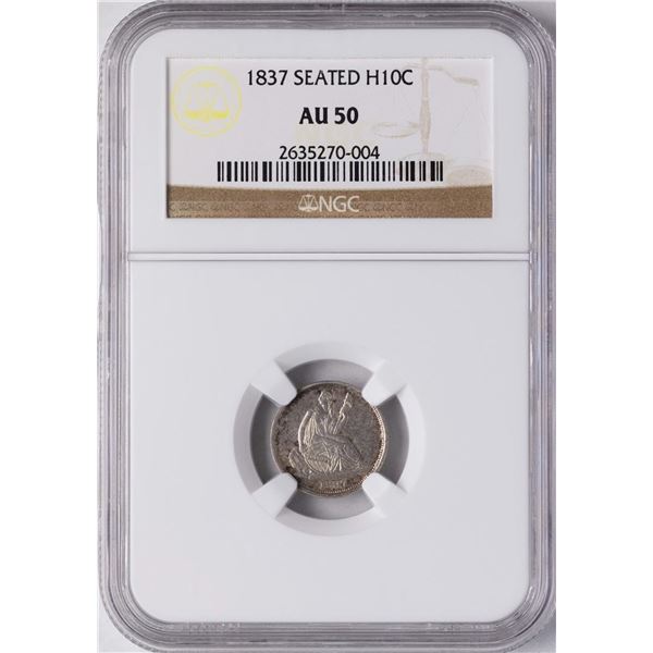 1837 Seated Liberty Half Dime Coin NGC AU50
