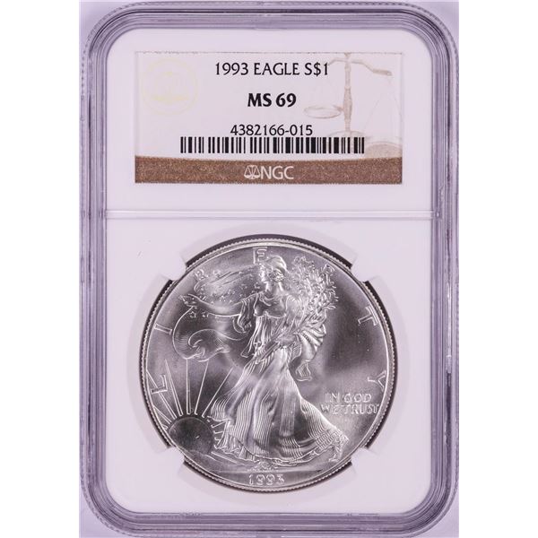1993 $1 American Silver Eagle Coin NGC MS69
