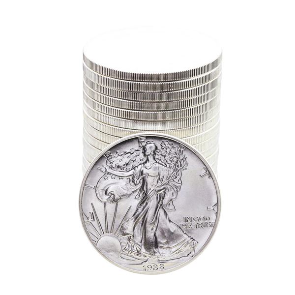 Roll of (20) Brilliant Uncirculated 1988 $1 American Silver Eagle Coins