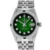 Image 2 : Rolex Men's Stainless Steel 36mm Green Vignette Diamond Datejust Watch
