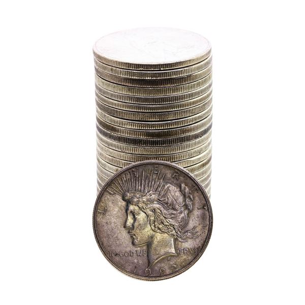 Lot of (25) $1 Peace Silver Dollar Coins