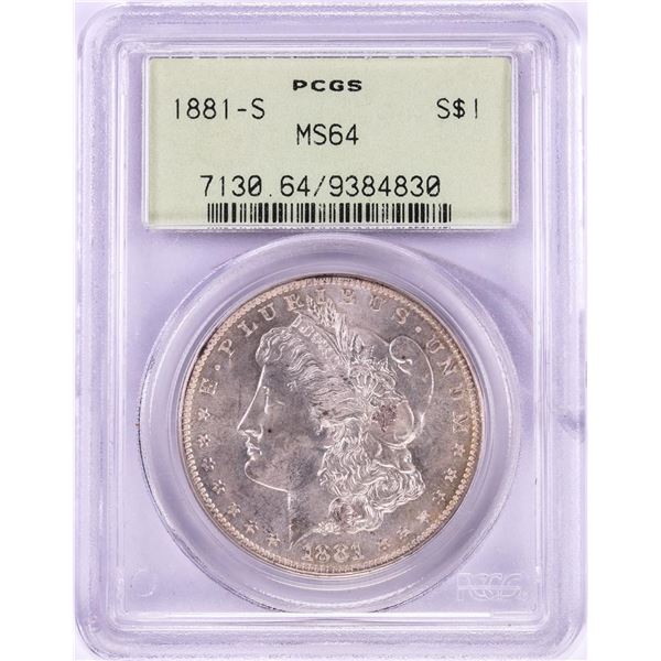 1881-S $1 Morgan Silver Dollar Coin PCGS MS64 Old Green Holder