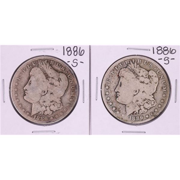 Lot of (2) 1886-S $1 Morgan Silver Dollar Coins