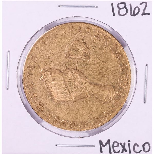 1862GoYE Mexico 8 Escudos Gold Coin