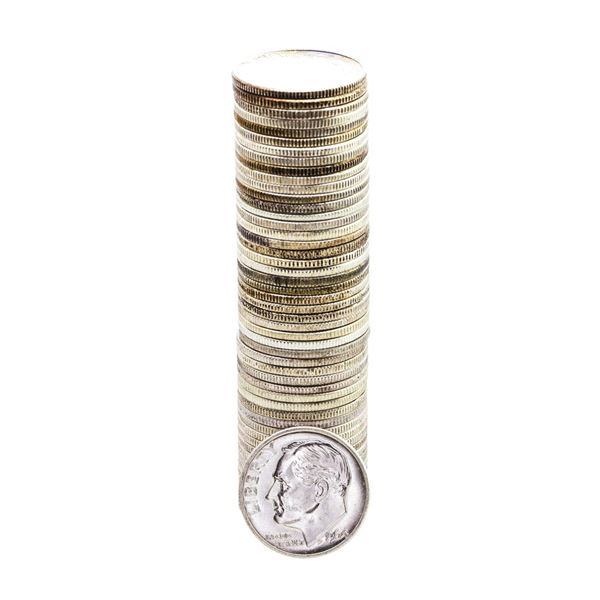 Roll of (50) Brilliant Uncirculated 1964 Roosevelt Dimes