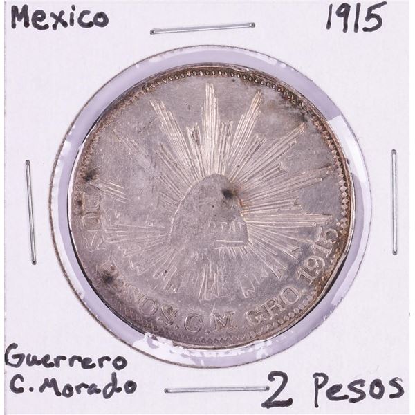 1915 Mexico Guerrero Campo Morado 2 Pesos Silver Coin