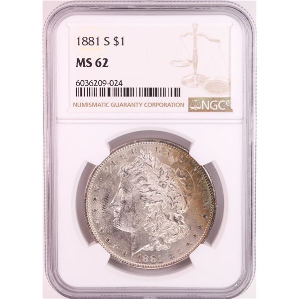 1881-S $1 Morgan Silver Dollar Coin NGC MS62 Great Toning