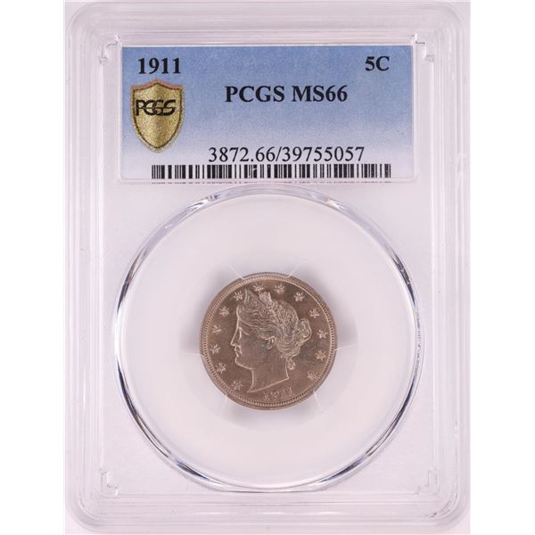 1911 Liberty Head V Nickel Coin PCGS MS66