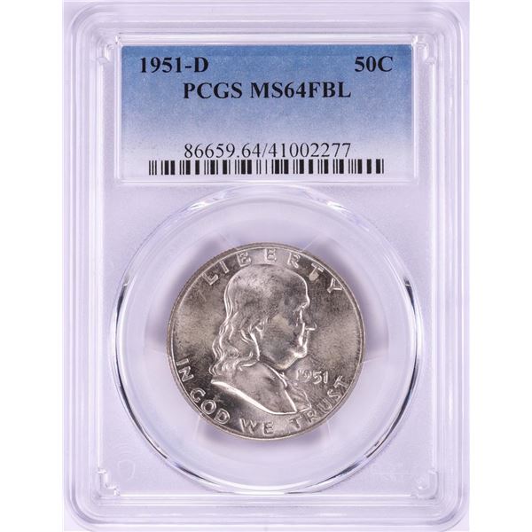 1951-D Franklin Half Dollar Coin PCGS MS64FBL