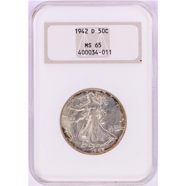 1942-D Walking Liberty Half Dollar Coin NGC MS65