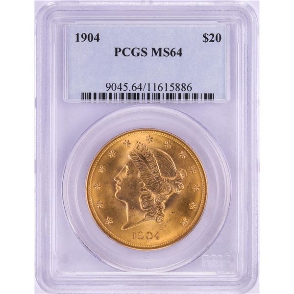 1904 $20 Liberty Head Double Eagle Gold Coin PCGS MS64