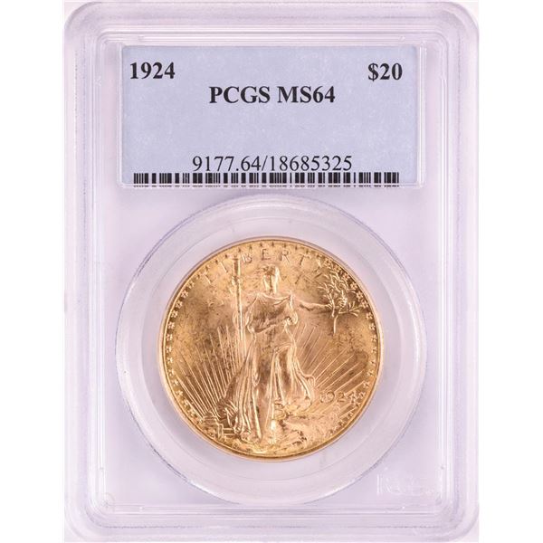 1924 $20 St. Gaudens Double Eagle Gold Coin PCGS MS64