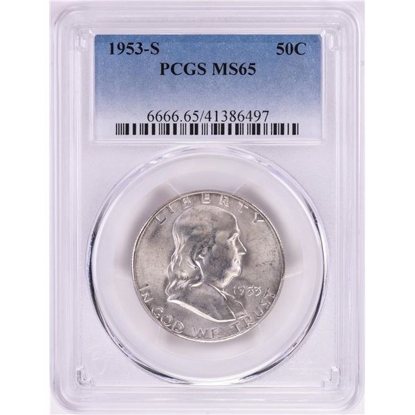 1953-S Franklin Half Dollar Coin PCGS MS65