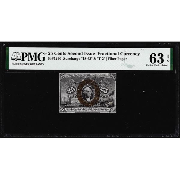 1863 25 Cents Second Issue Fractional Note Fr.1290 PMG Choice Uncirculated 63EPQ