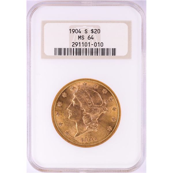 1904-S $20 Liberty Head Double Eagle Gold Coin NGC MS64