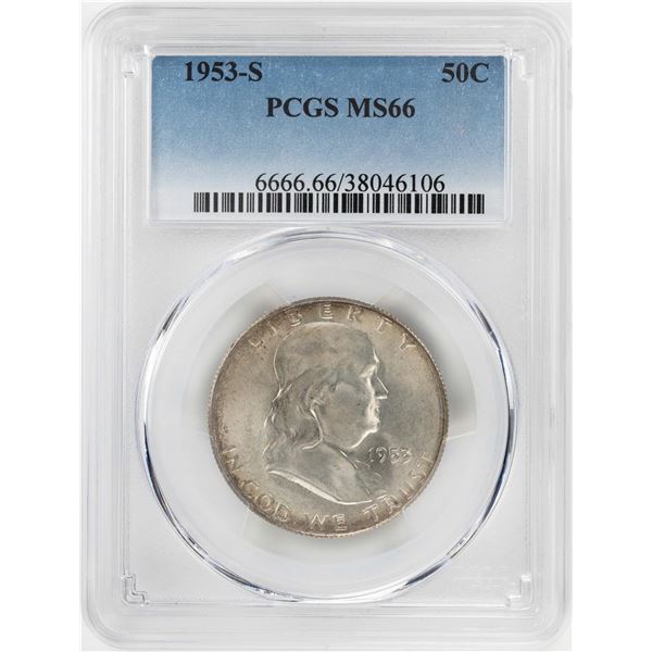 1953-S Franklin Half Dollar Coin PCGS MS66