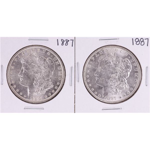 Lot of (2) 1887 $1 Morgan Silver Dollar Coins