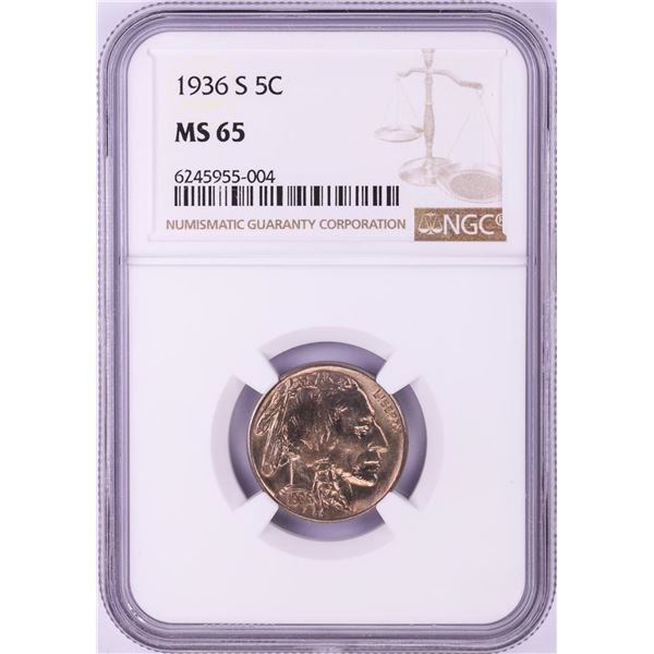 1936-S Buffalo Nickel Coin NGC MS65