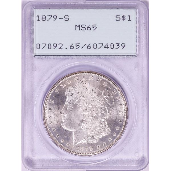 1879-S $1 Morgan Silver Dollar Coin PCGS MS65 Green Rattler Holder