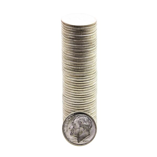 Roll of (50) Brilliant Uncirculated 1963-D Roosevelt Dime Coins