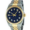 Image 1 : Rolex Mens Two Tone Blue Diamond Oyster Perpetual Datejust Wristwatch