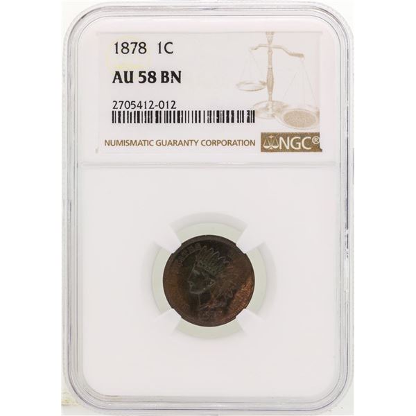 1878 Indian Head Cent Coin NGC AU58 BN