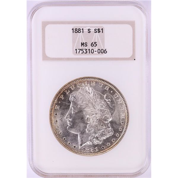 1881-S $1 Morgan Silver Dollar Coin NGC MS65 Old Fatty Holder