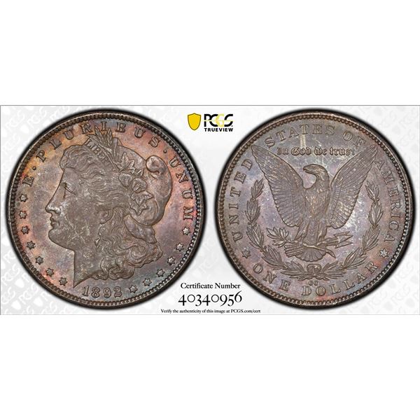 1892-CC $1 Morgan Silver Dollar Coin PCGS MS62