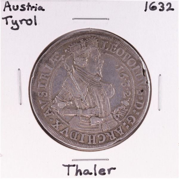 1632 Austria Tyrol Thaler Silver Coin