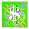 Image 1 : Steve Kaufman (1960-2010) "Dollar Sign (Green Classic)" Original Mixed Media on Canvas