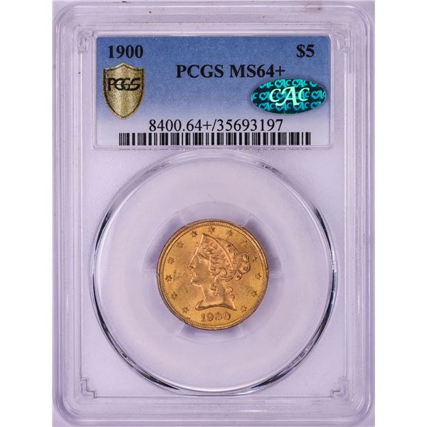 1900 $5 Liberty Head Half Eagle Gold Coin PCGS MS64+ CAC