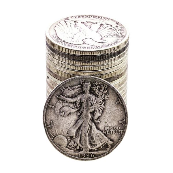 Lot of (20) 1930's Walking Liberty Half Dollar Coins