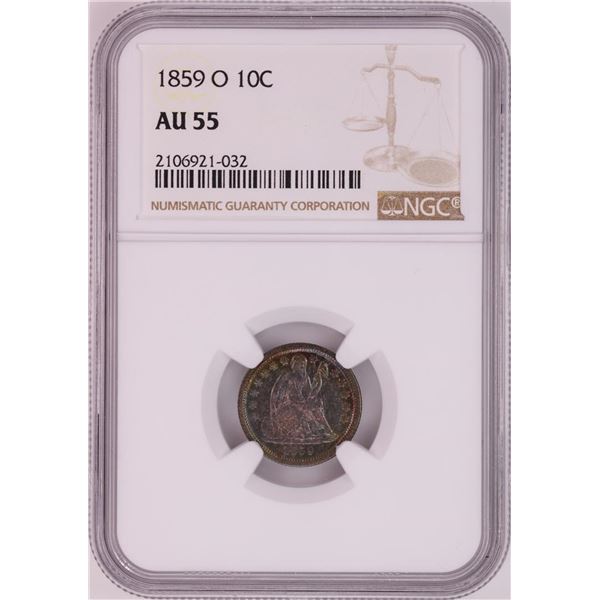 1859-O Seated Liberty Dime Coin NGC AU55