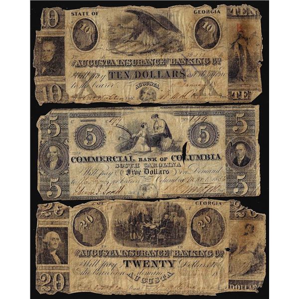 Lot of (3) Miscellaneous 1800's Obsolete Banknotes