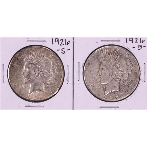 Lot of (2) 1926-S $1 Peace Silver Dollar Coins