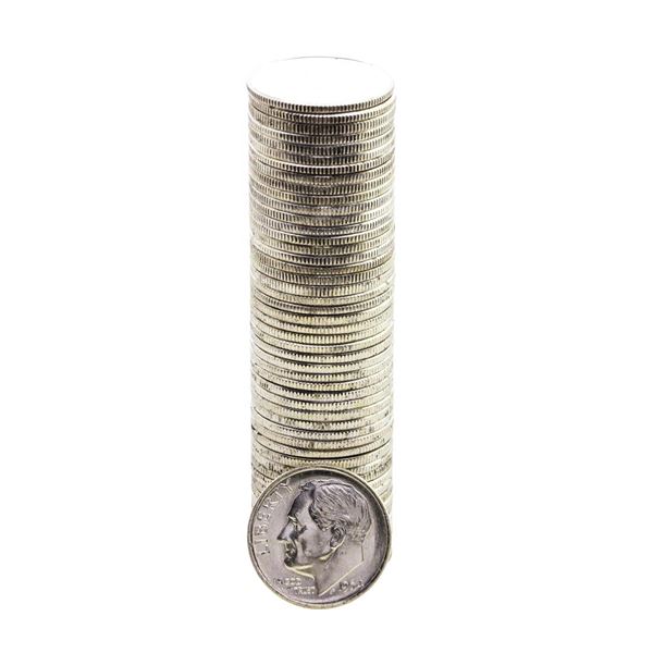 Roll of (50) Brilliant Uncirculated 1964 Roosevelt Dime Coins