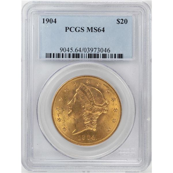 1904 $20 Liberty Head Double Eagle Gold Coin PCGS MS64