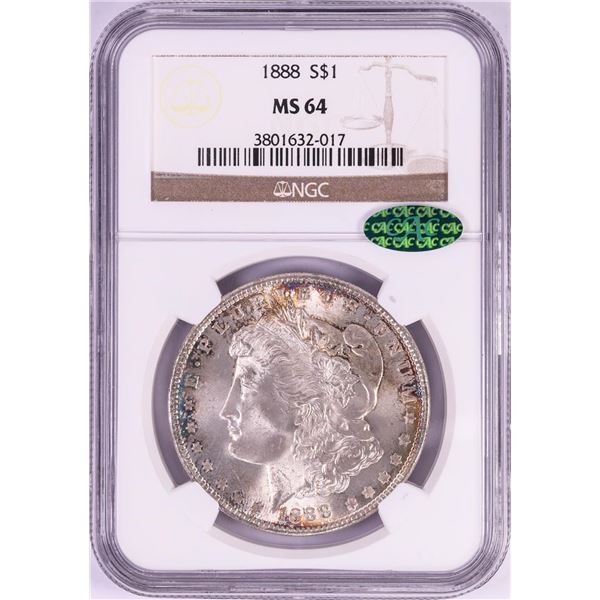 1888 $1 Morgan Silver Dollar Coin NGC MS64 CAC
