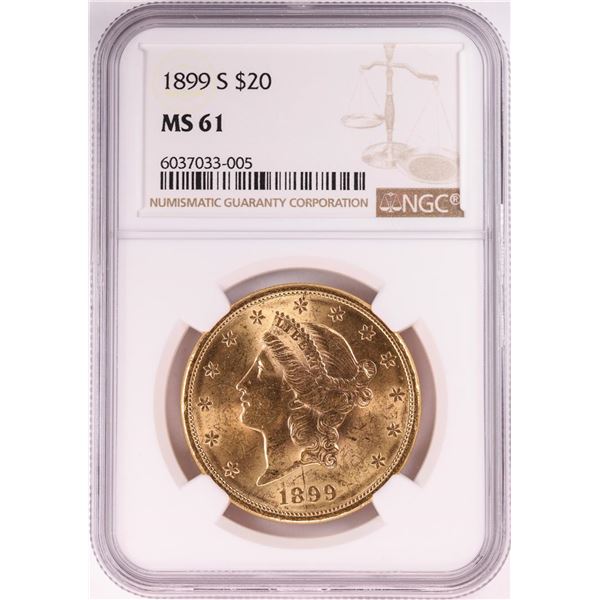 1899-S $20 Liberty Head Double Eagle Gold Coin NGC MS61