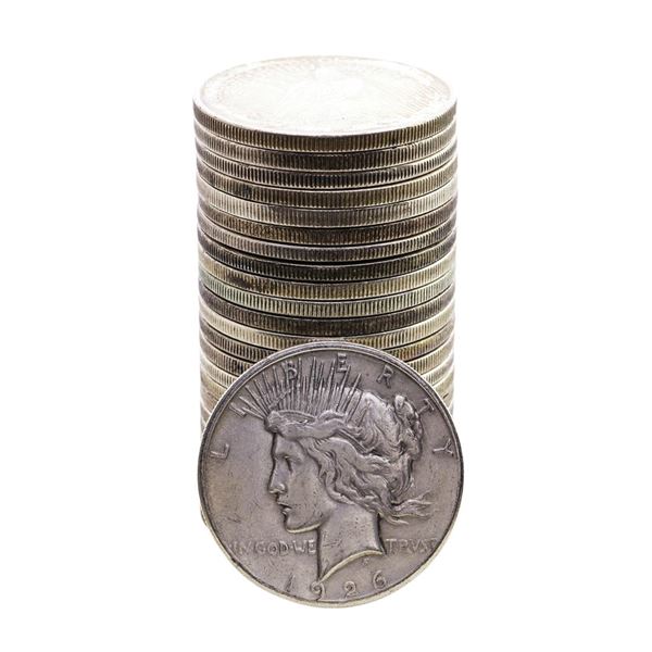 Lot of (25) $1 Peace Silver Dollar Coins