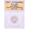 Image 1 : 2014 Proof 1/4 oz Platinum JFK Apollo 11 Anniversary Medal ANACS MS69