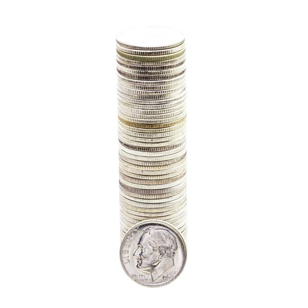 Roll of (50) Brilliant Uncirculated 1964 Roosevelt Dimes